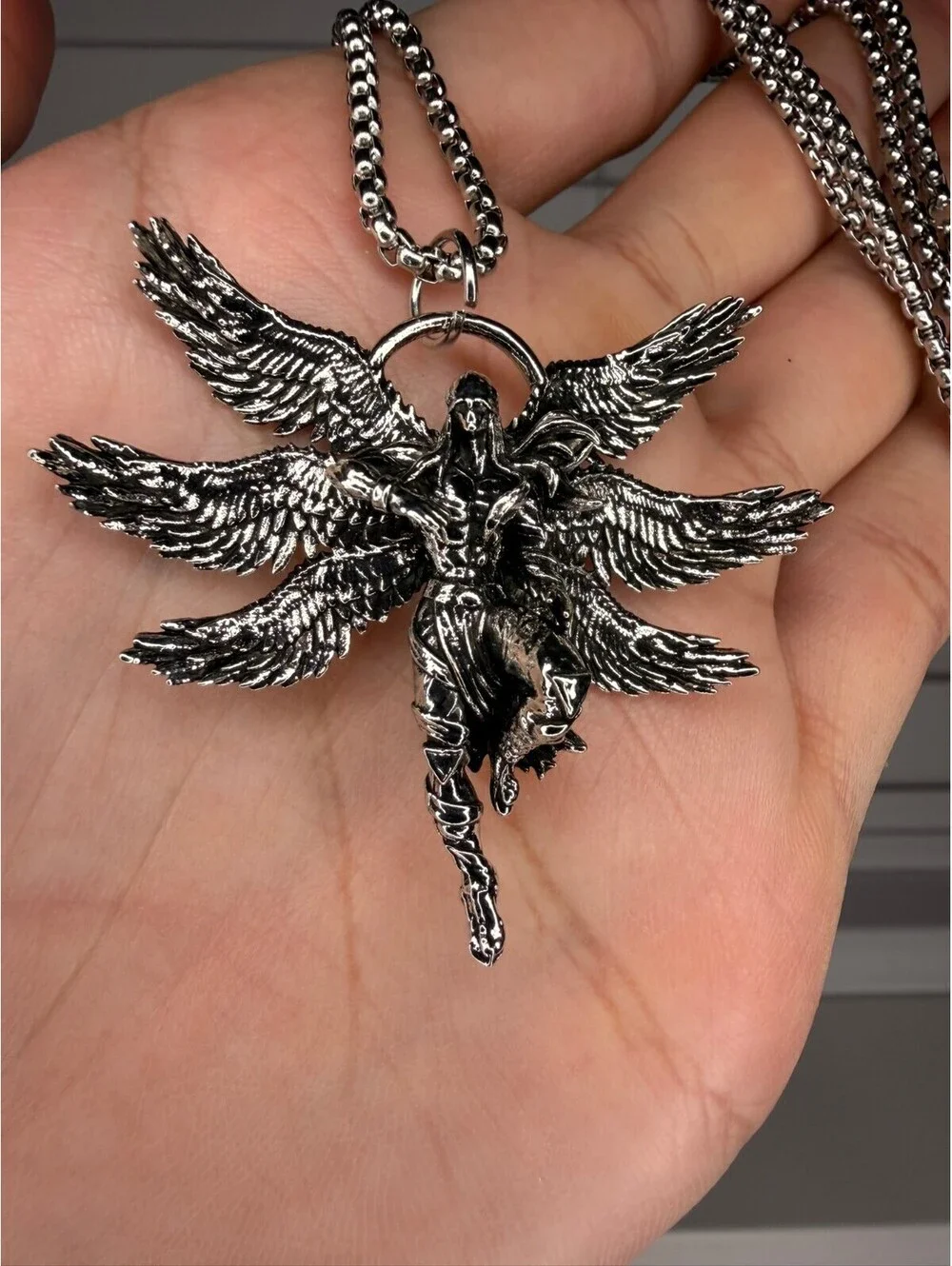 Archangel Silver Necklace y2k A-32